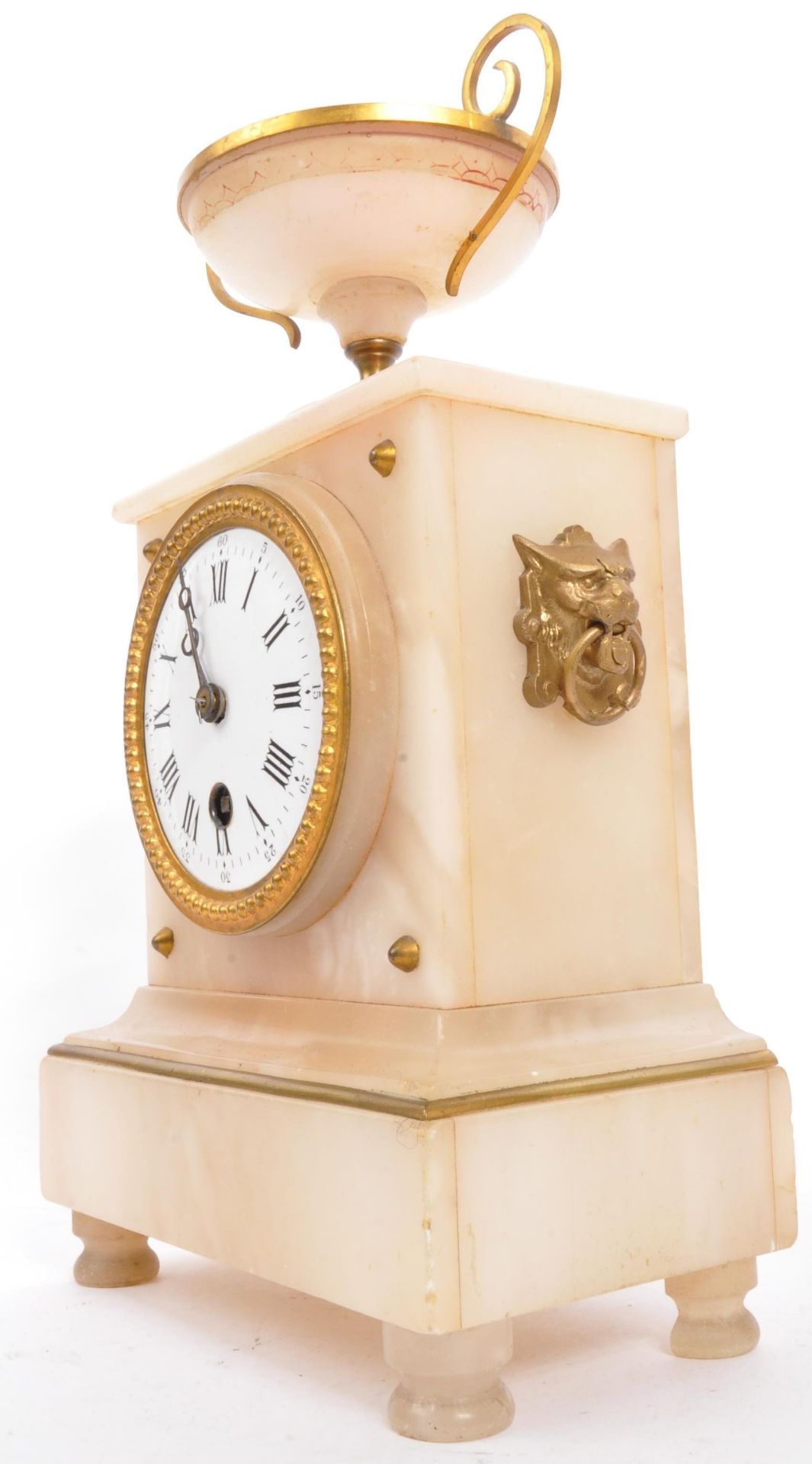 20TH CENTURY FRENCH STYLE ONYX 24HRS URN TOP MANTEL CLOCK - Image 4 of 5