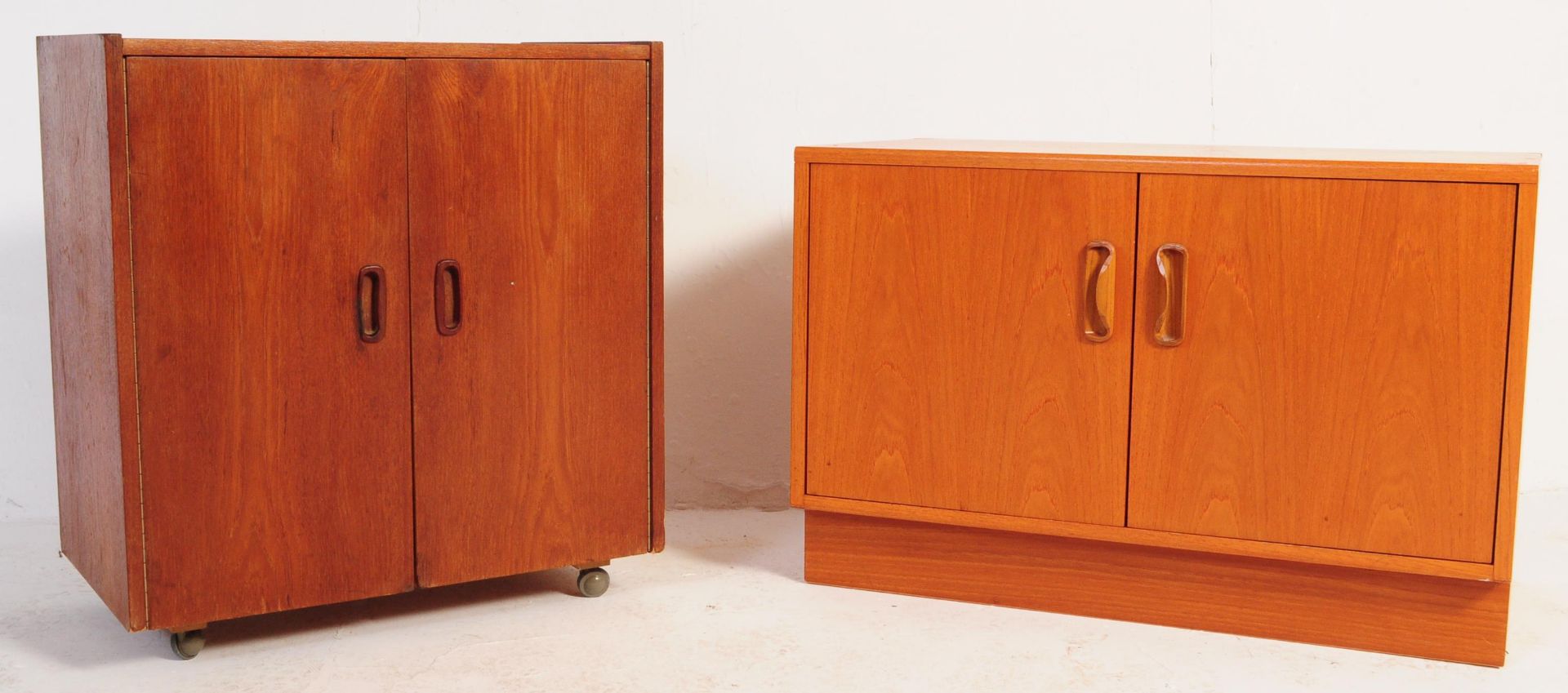 G-PLAN FURNITURE - FRESCO PATTERN MATCHED PAIR TEAK CABINETS