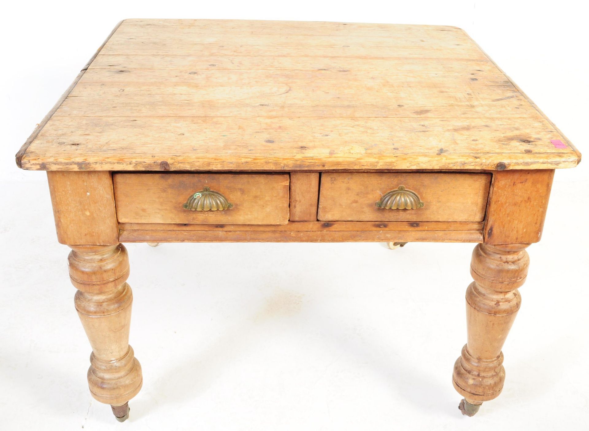 19TH CENTURY PINE FARMHOUSE REFECTORY DINING TABLE - Image 5 of 5