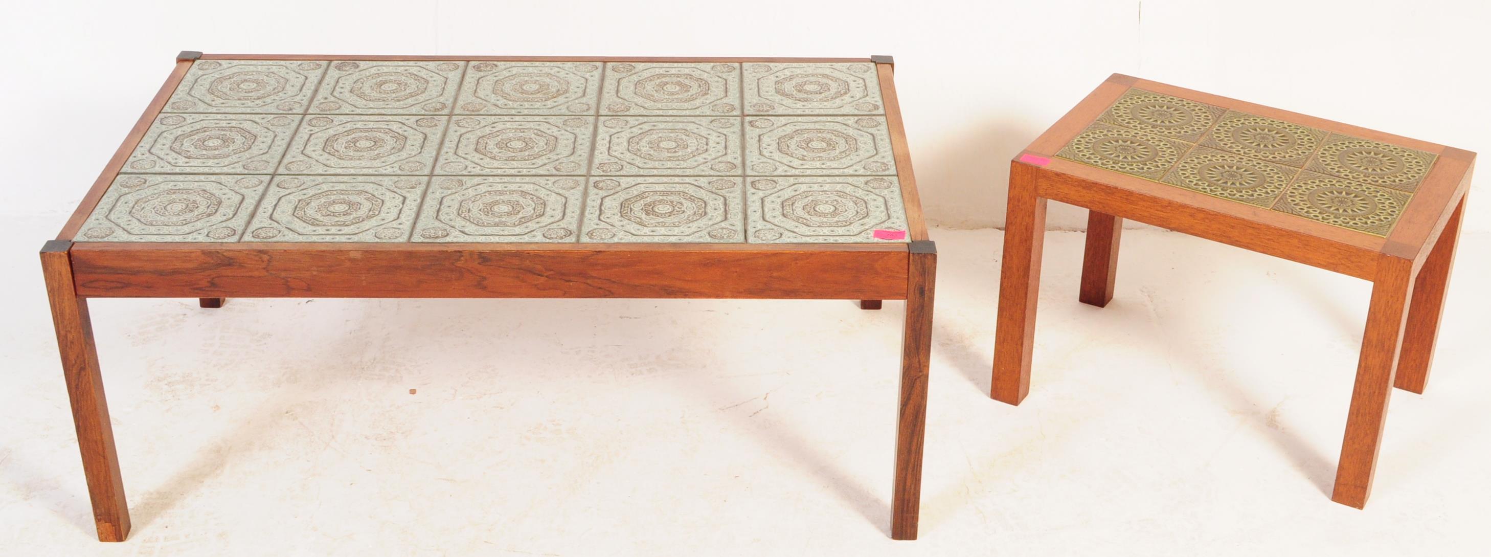 TWO RETRO 1970S TILE TOP TEAK COFFEE TABLES - Image 2 of 4