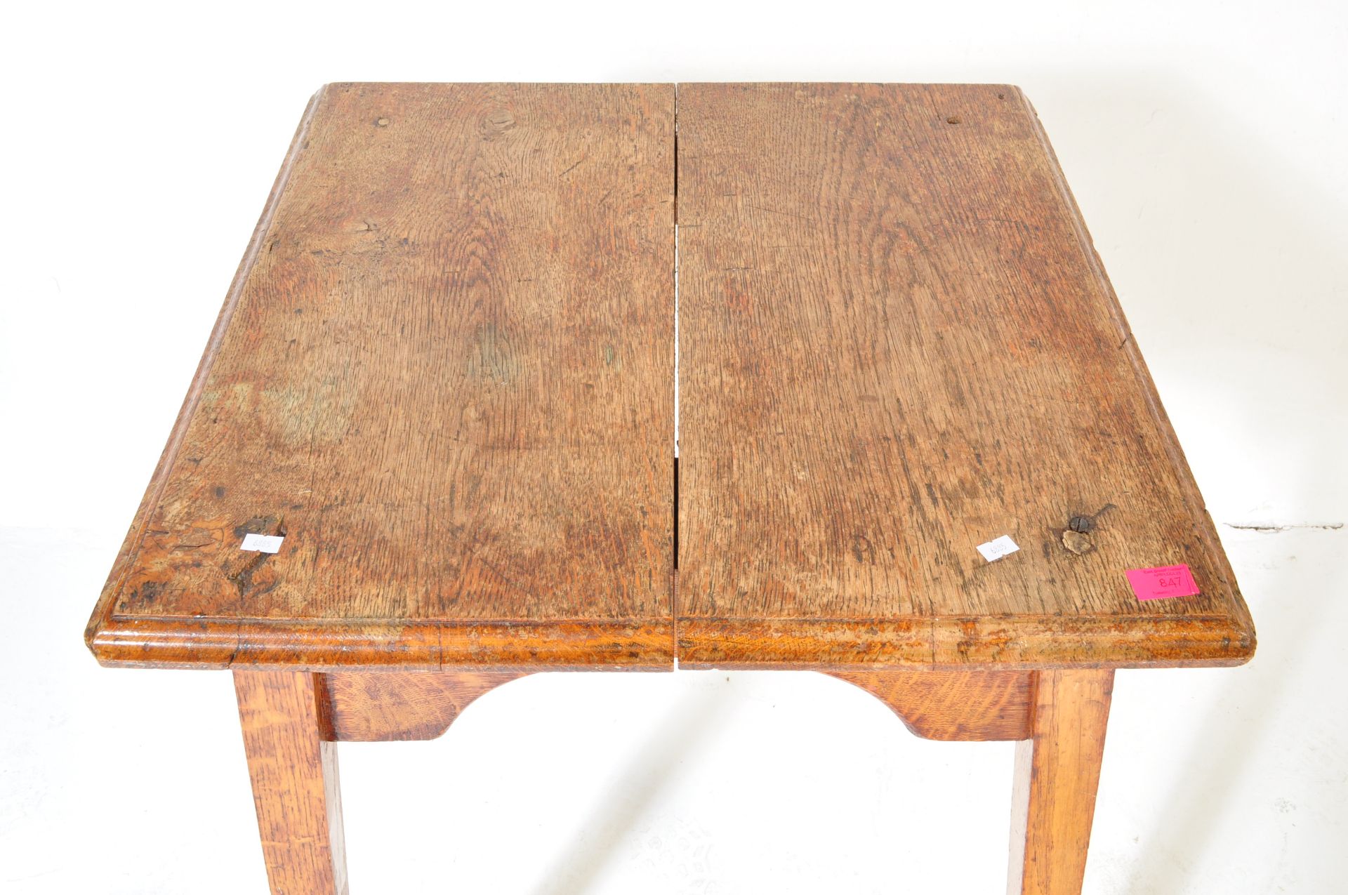 VICTORIAN ARTS & CRAFTS OAK SQUARED CHURCH TABLE - Image 4 of 5