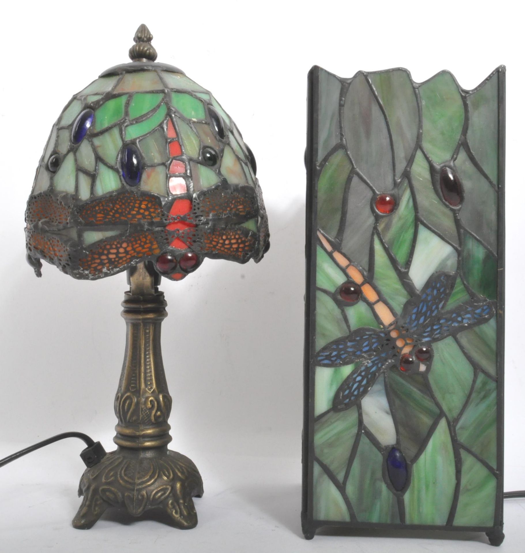 TWO VINTAGE TIFFANY STYLE TABLE LAMPS