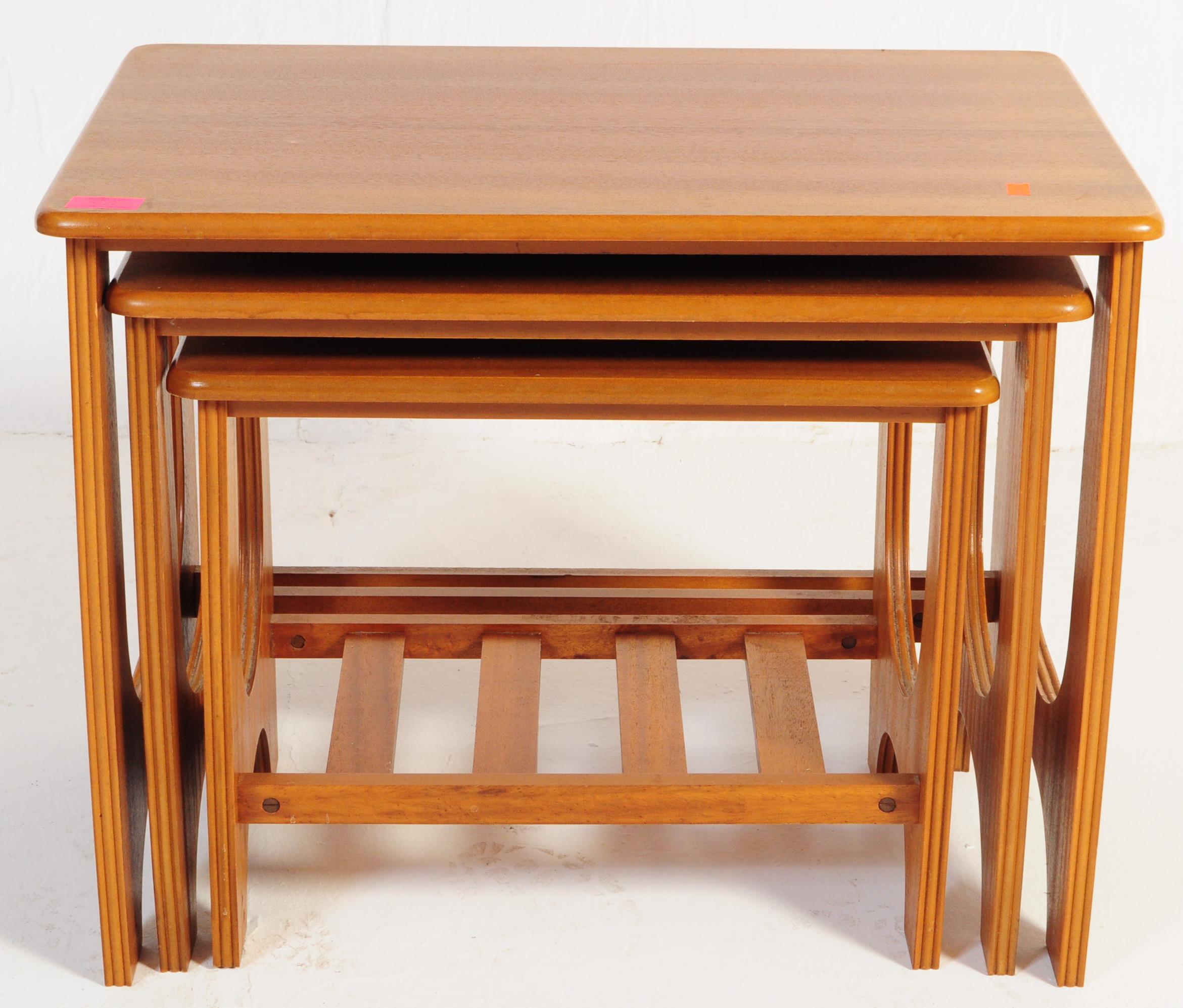 BRITISH MODERN DESIGN - TEAK WOOD NEST OF GRADUATING TABLES - Image 4 of 4