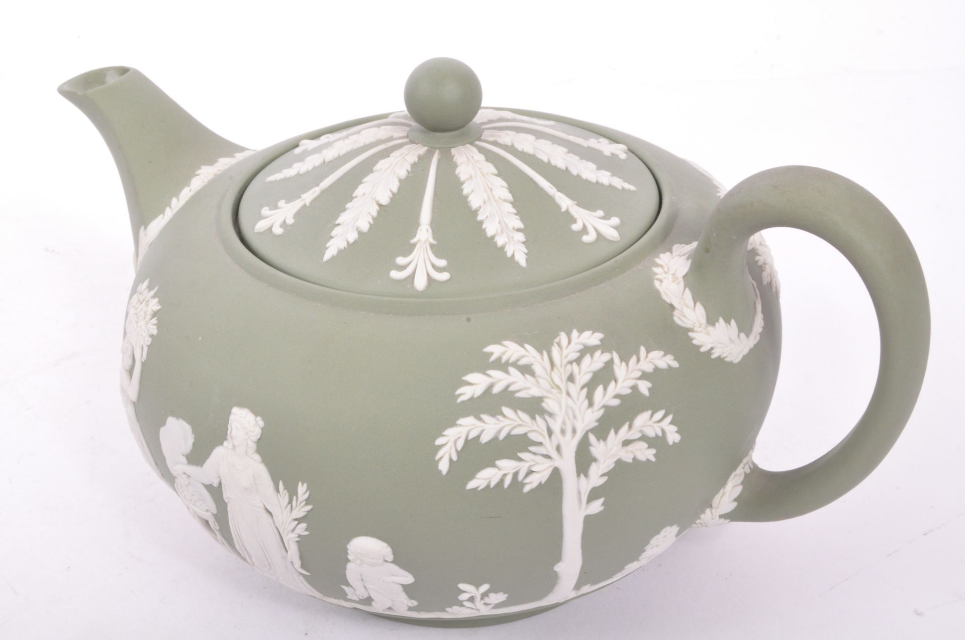 VINTAGE WEDGWOOD SAGE GREEN JASPERWARE CHINA TEAPOT - Bild 6 aus 6