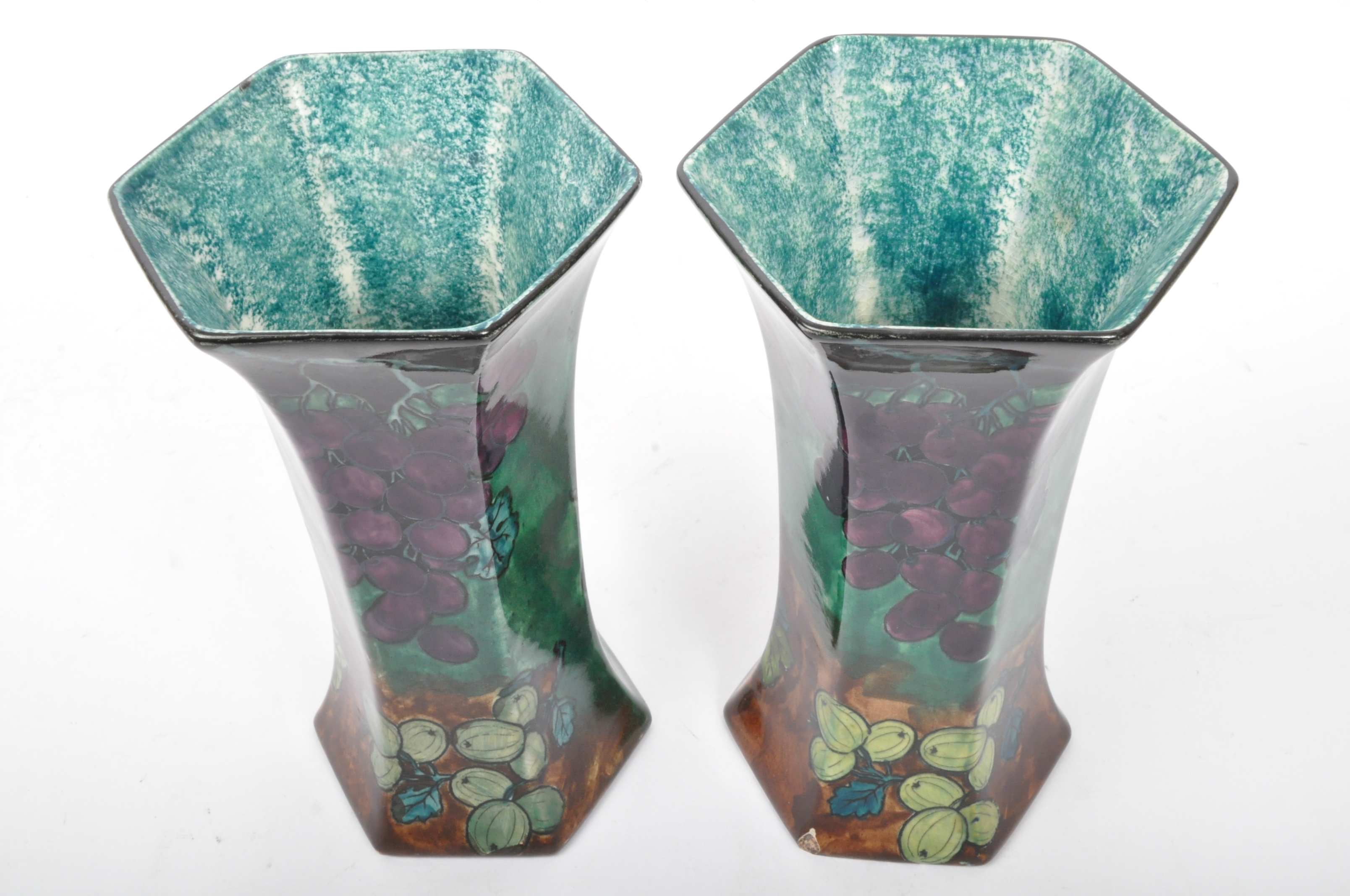 PAIR OF ART DECO S. HANDCOCK & SONS F. X. ABRAHAM RUBENS VASES - Image 6 of 6