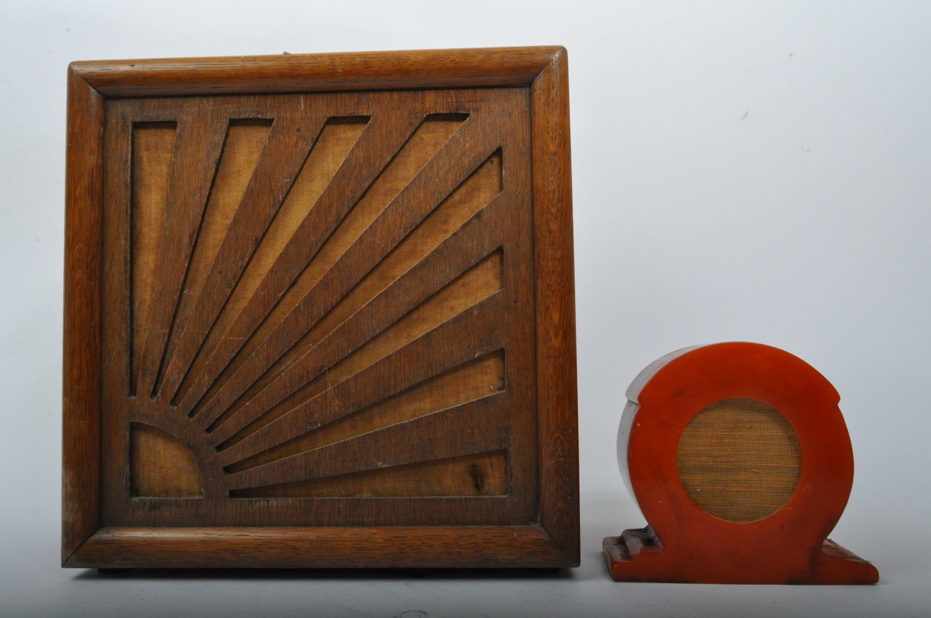 TWO ART DECO SPEAKERS -BUTTERSCOTCH BAKELITE - ORMOND