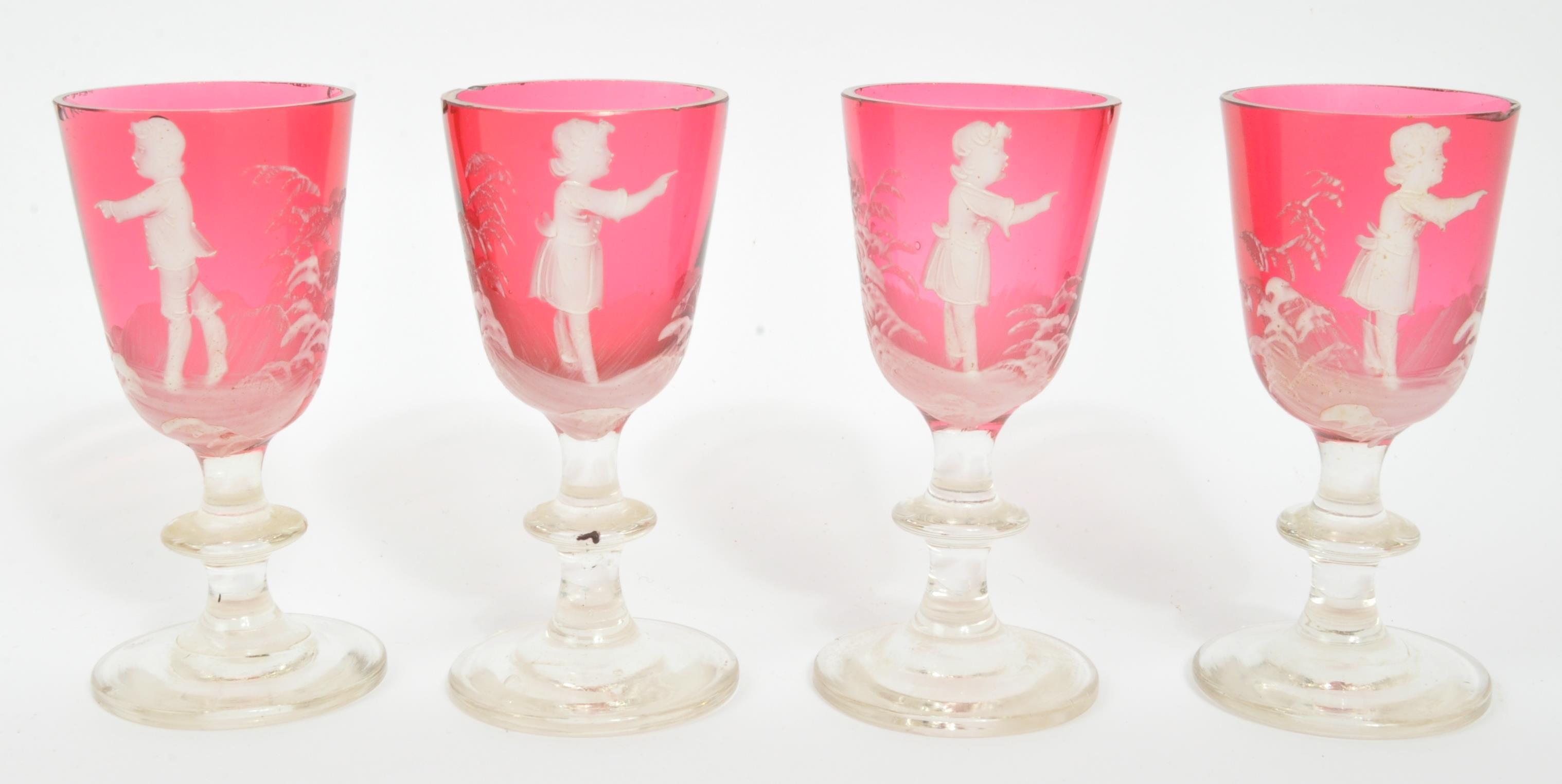 19TH CENTURY MARY GREGORY STYLE CRANBERRY GLASS - Image 5 of 5