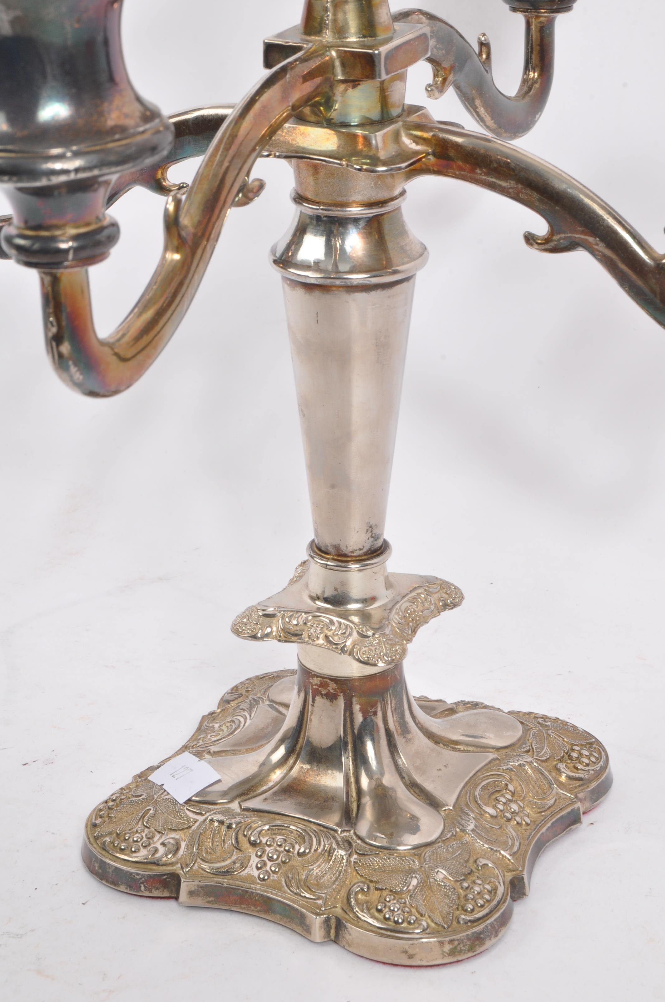 PAIR OF SILVER PLATED COLUM CANDLESTICKS & CANDELABRA - Image 6 of 7