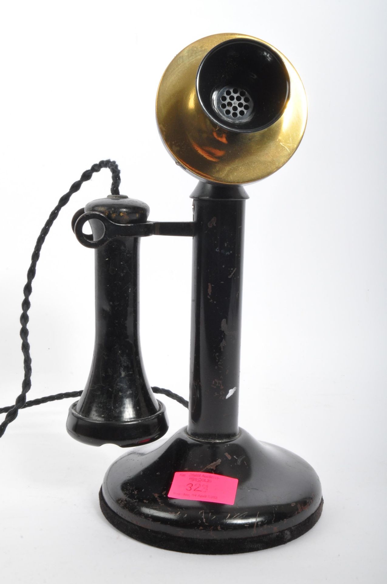 EARLY 20TH CENTURY METAL AMERICAN PRE DIAL CANDLESTICK PHONE