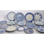 LARGE COLLECTION VICTORIAN & LATER BLUE & WHITE CABINET PLATES