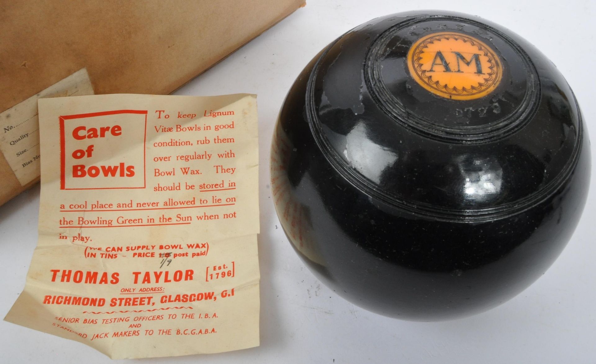 EARLY 20TH CENTURY THOMAS TAYLOR SCOTCH BOWLING BALLS - Image 6 of 6