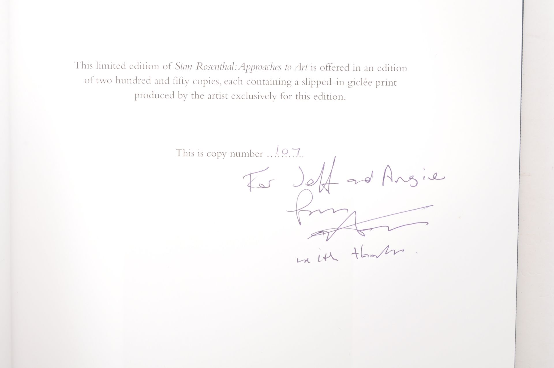 STAN ROSENTHAL: APPROACHES TO ART - SIGNED BOOK - Image 3 of 6