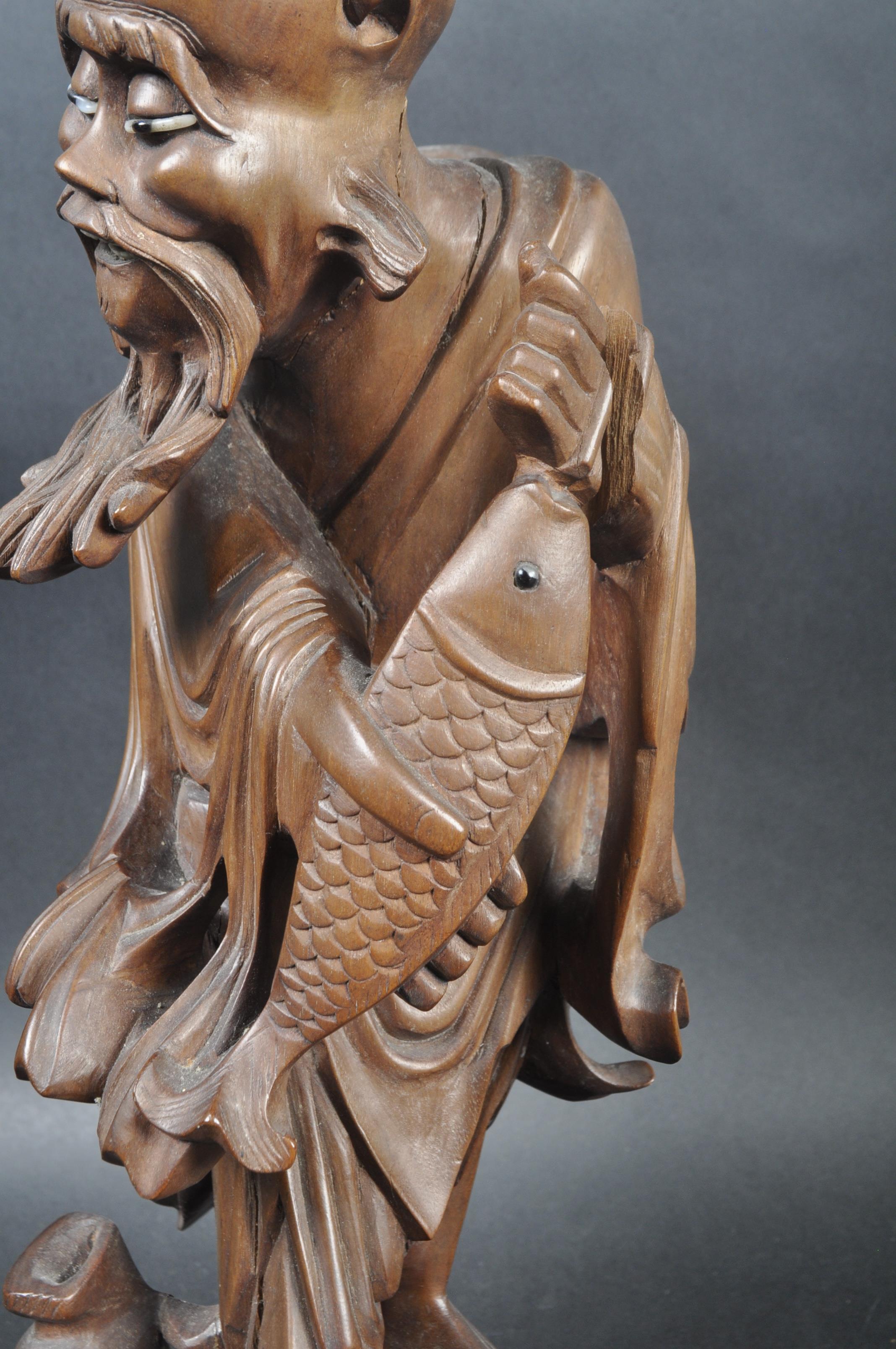 19TH CENTURY CHINESE CARVED HARDWOOD IMMORTAL - Image 6 of 8