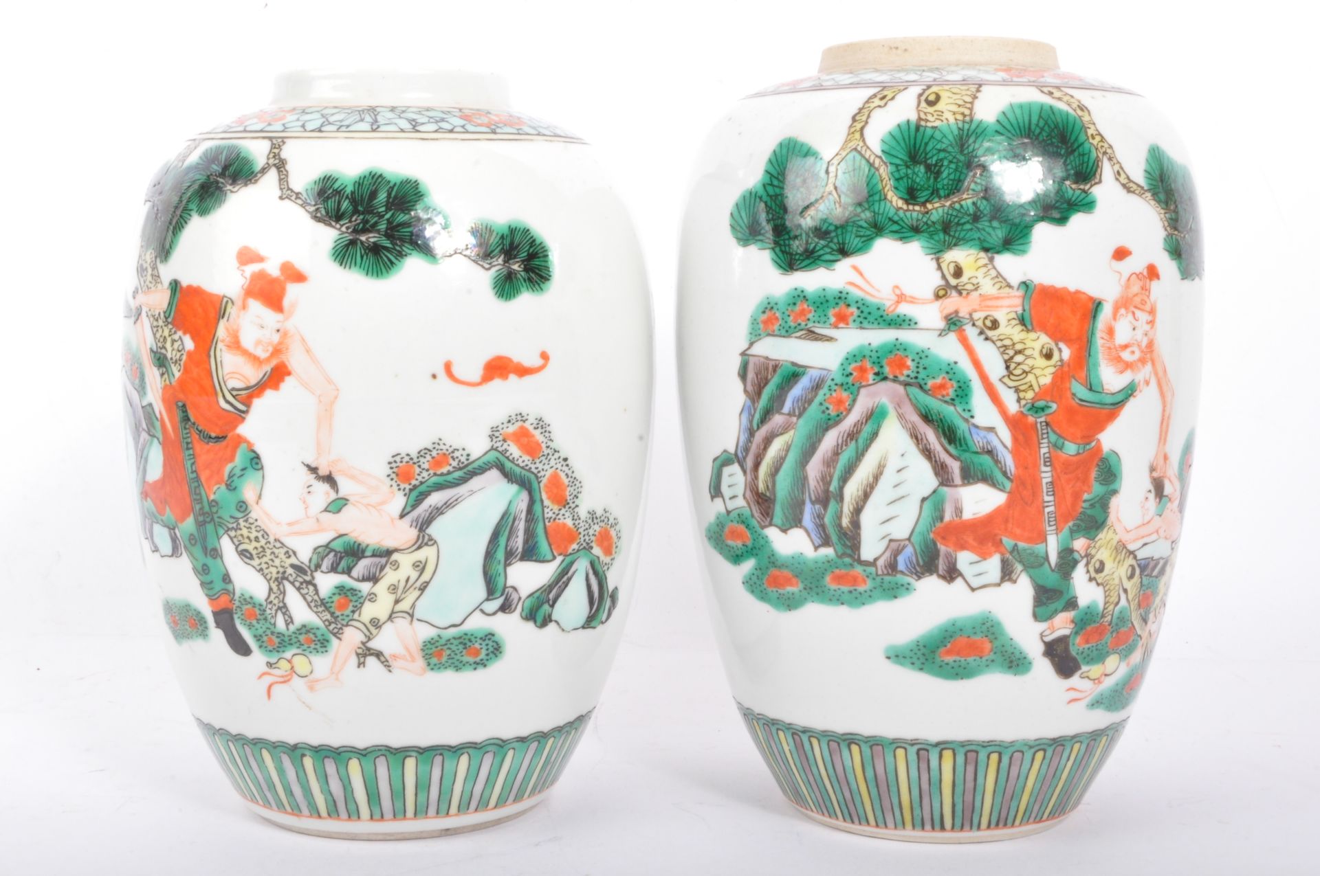 PAIR OF LATE 19TH CENTURY CHINESE PORCELAIN FAMILLE VERT VASES