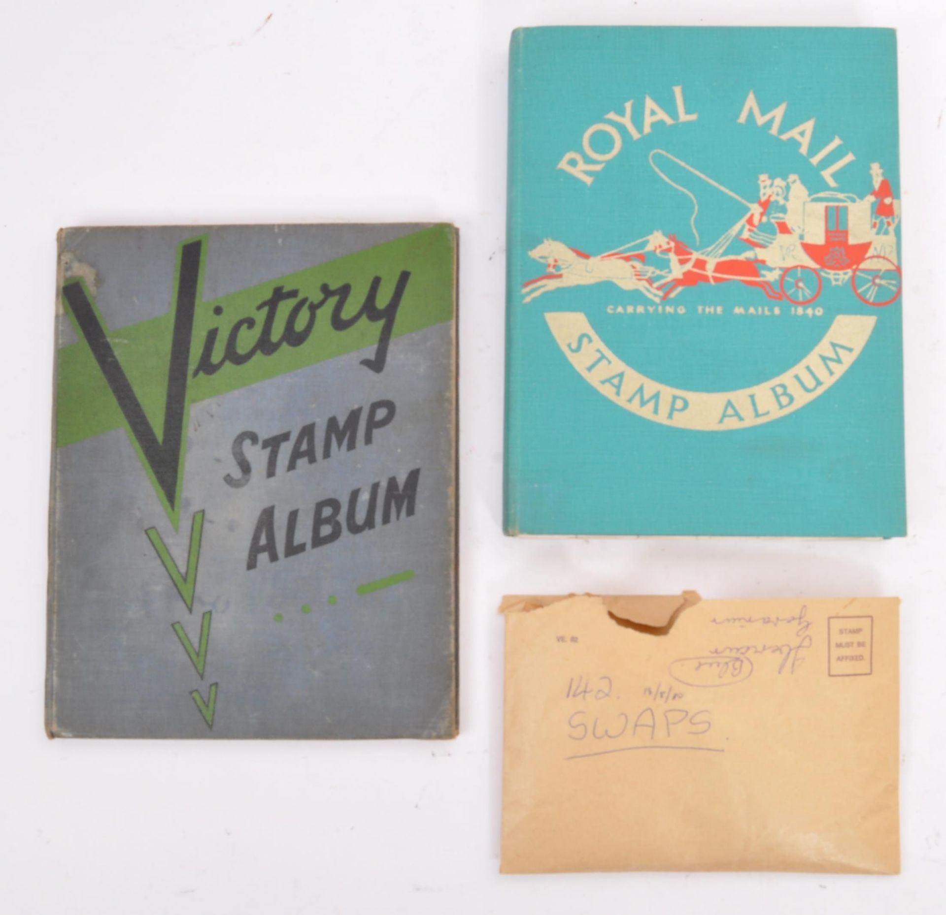 COLLECTION OF VINTAGE FRANKED FOREIGN & UK STAMPS ALBUMS