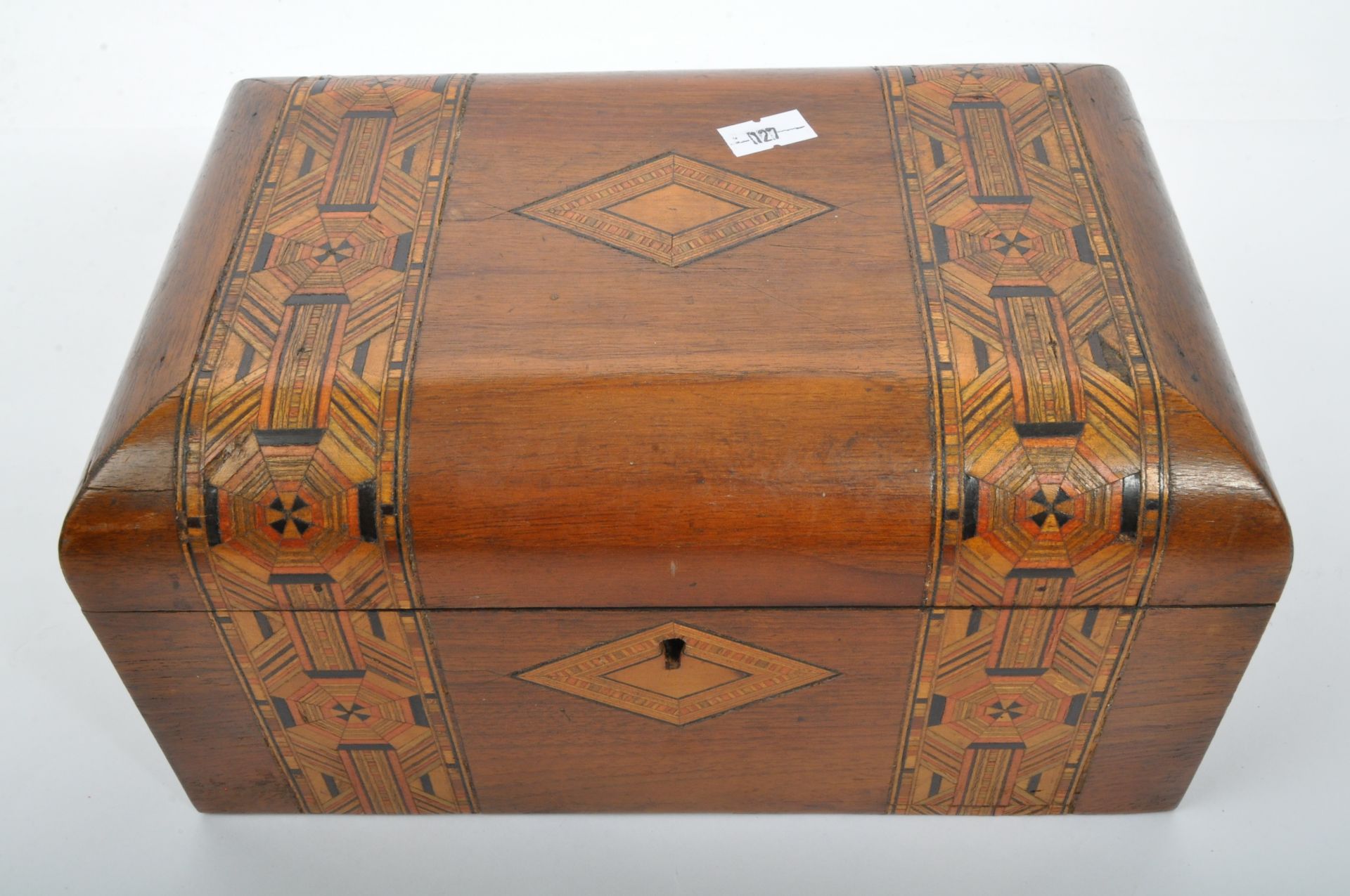 EARLY 20TH CENTURY TUNBRIDGE INLAID MAHOGANY TEA CADDY - Image 2 of 6