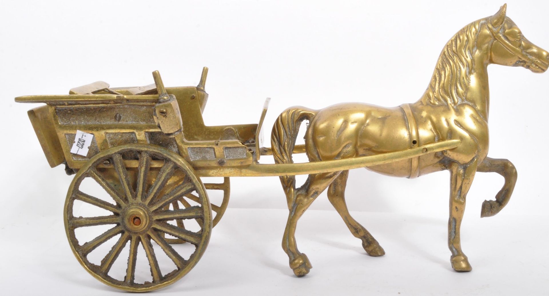 TWO VINTAGE 20TH CENTURY BRASS HORSE & CART FIGURES - Image 2 of 6