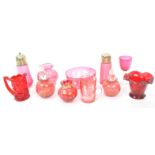 COLLECTION OF 19TH CENTURY & LATER CRANBERRY GLASS
