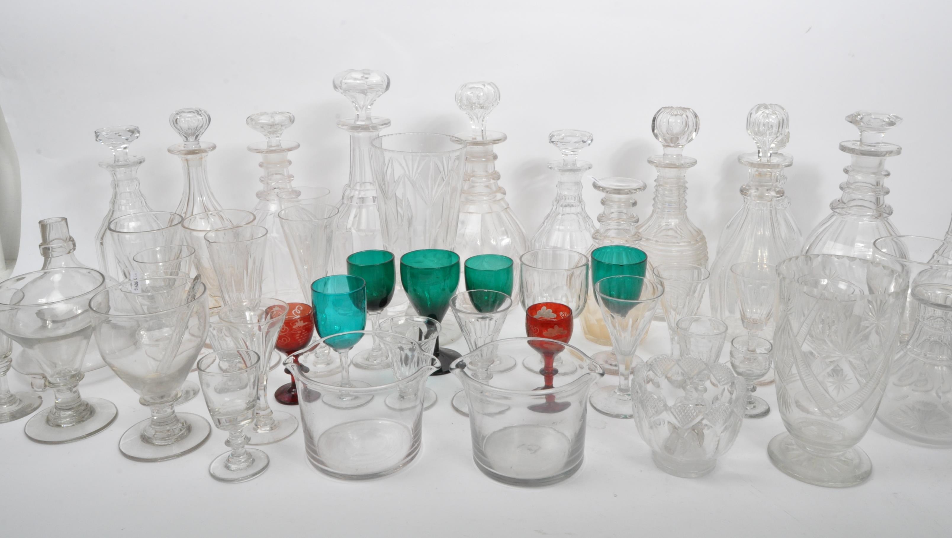 LARGE COLLECTION OF 18TH & 19TH CENTURY CUT GLASS DECANTERS