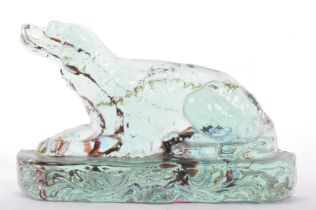 VICTORIAN CIRCA 1880S PRESSED GLASS DOG PAPERWEIGHT