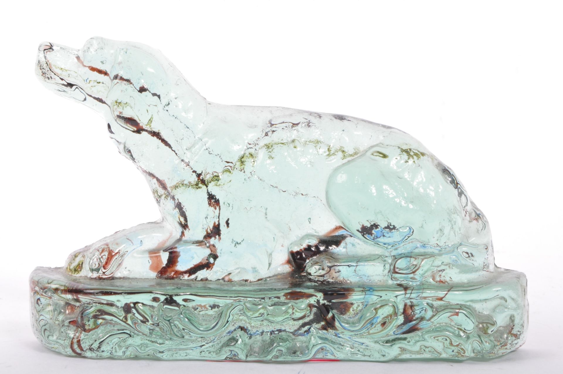 VICTORIAN CIRCA 1880S PRESSED GLASS DOG PAPERWEIGHT