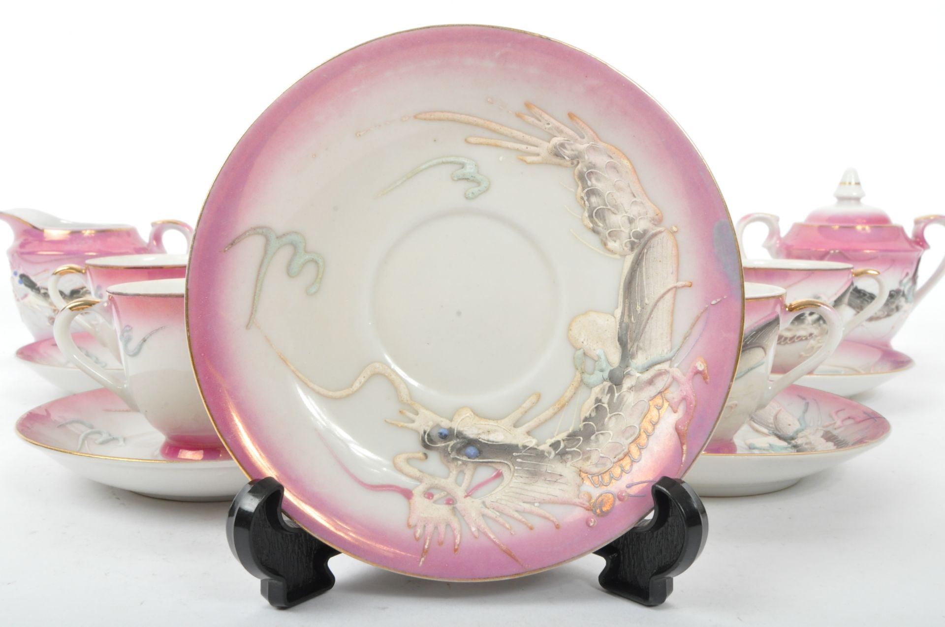 VINTAGE 20TH CENTURY CHINESE DRAGON TEA SERVICE - Image 3 of 6