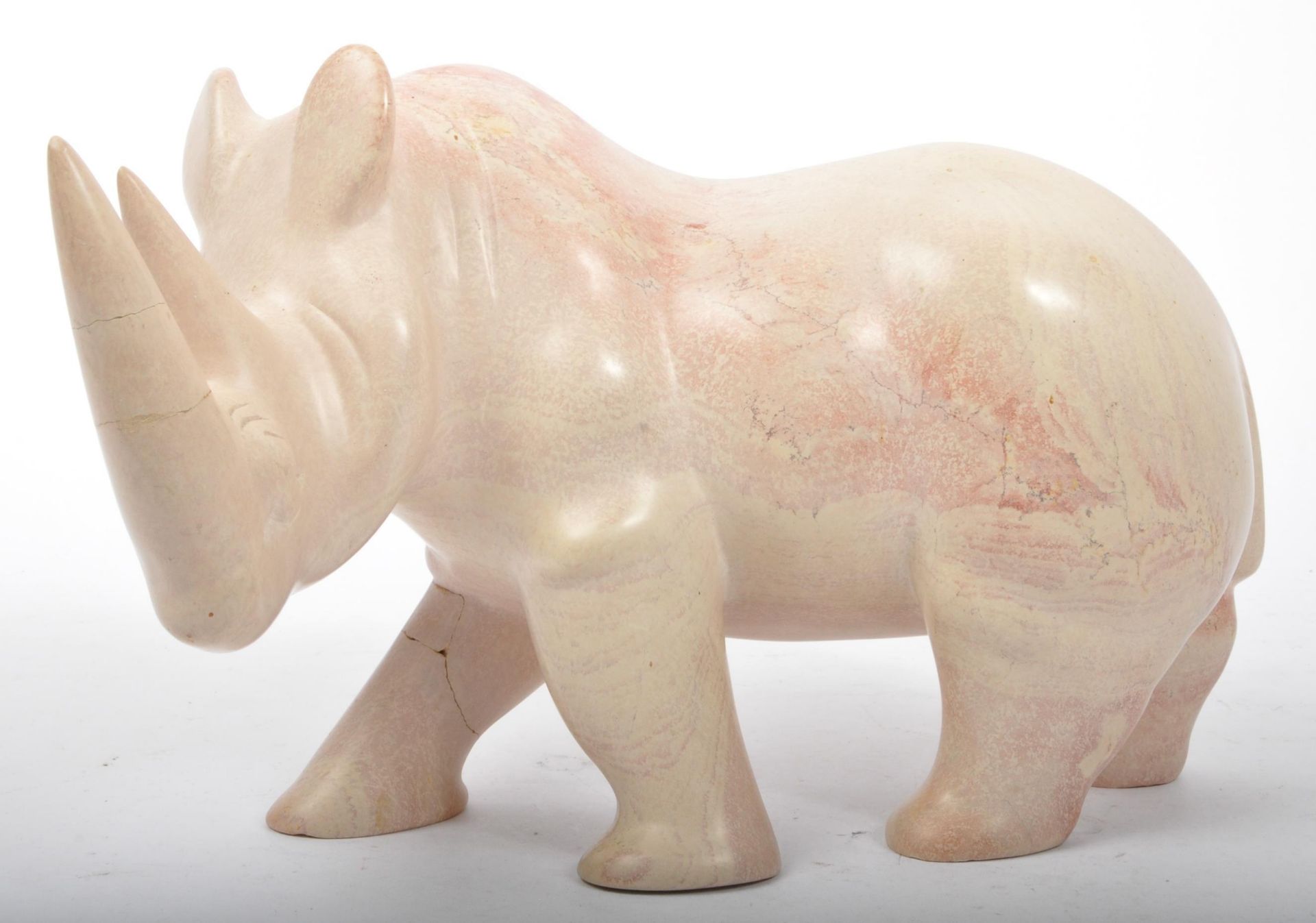VINTAGE 20TH CENTURY SOAPSTONE CARVING OF A RHINO