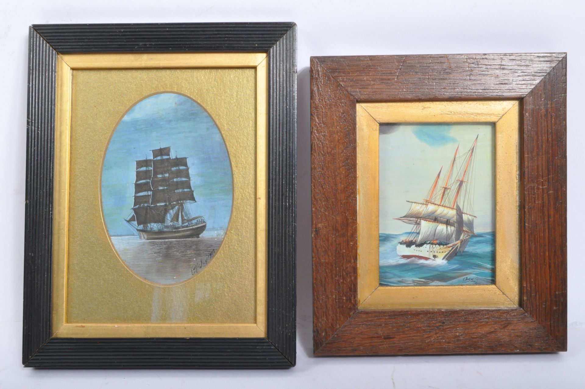 TWO EARLY 20TH CENTURY HAND PAINTED MINIATURE PICTURES