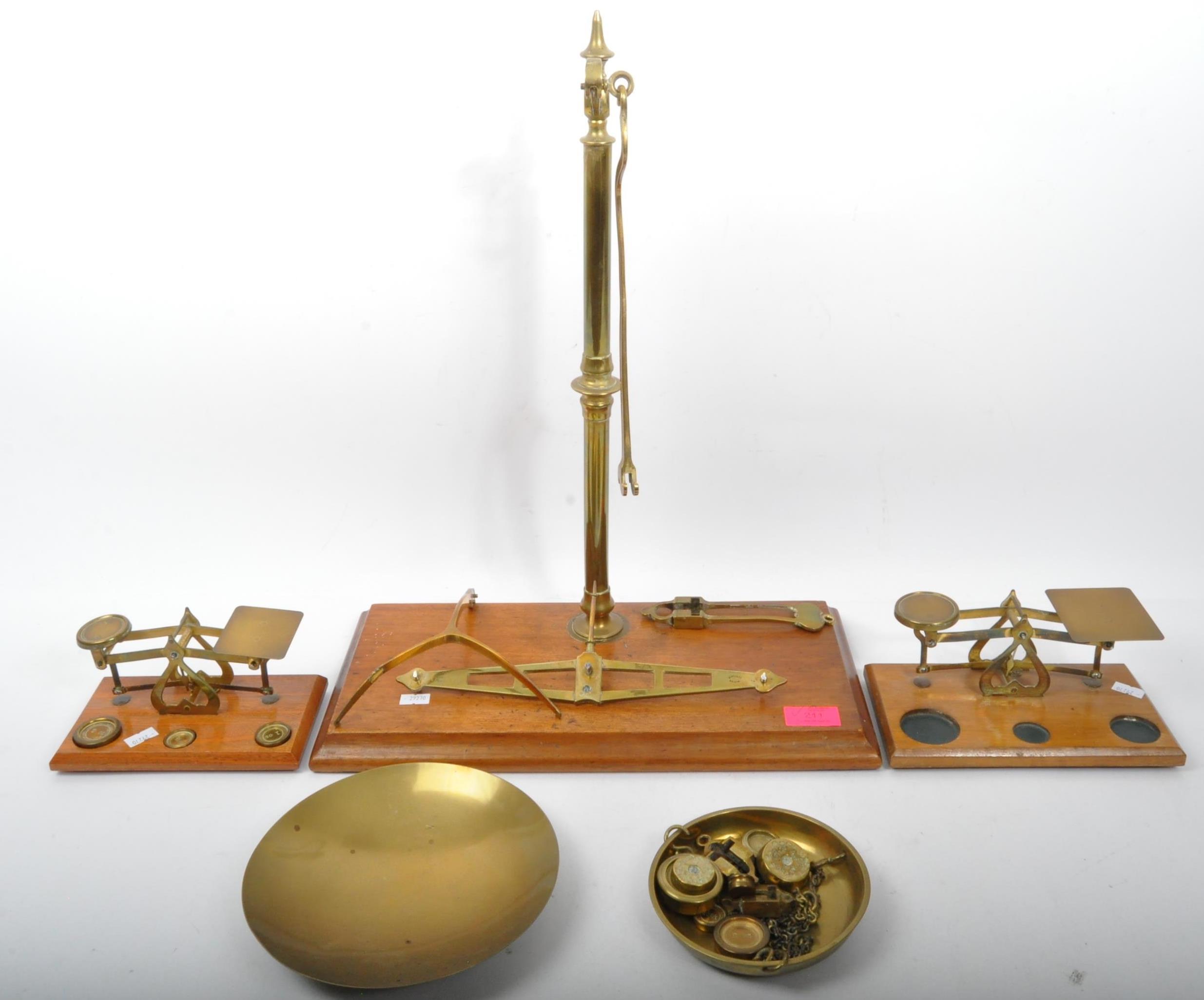COLLECTION OF THREE VINTAGE BRASS POSTAL SCALES