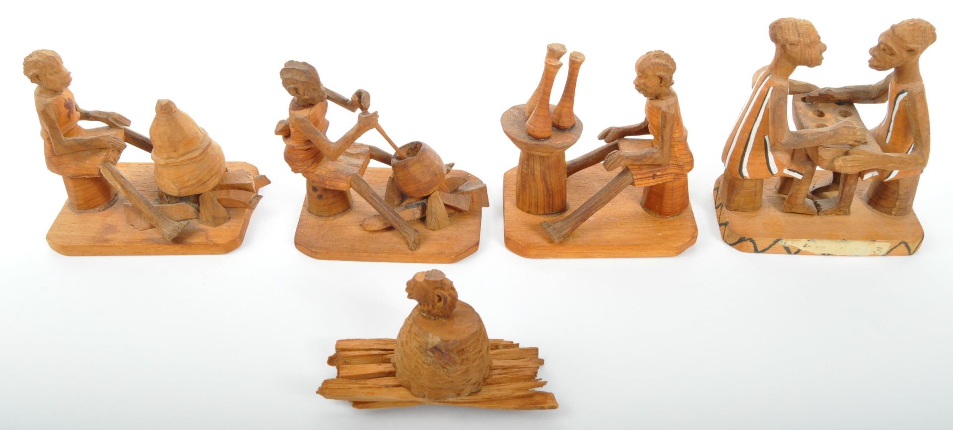 COLLECTION OF TEN NIGERIAN AFRICAN TRIBAL CARVED WOOD FIGURES - Image 3 of 5