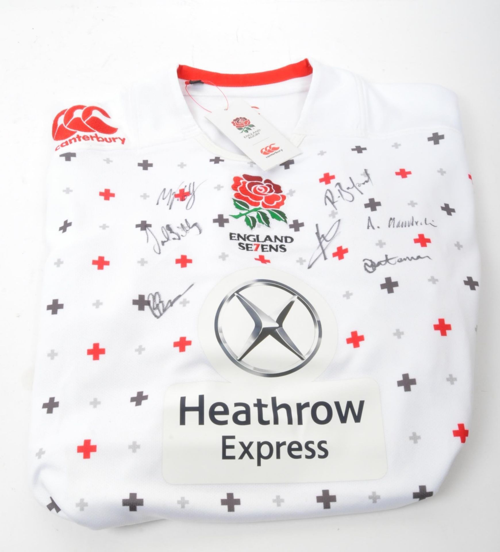 SIGNED 2016 OLYMPIC TEAM - 2013 ENGLAND RUGBY SEVENS SHIRT