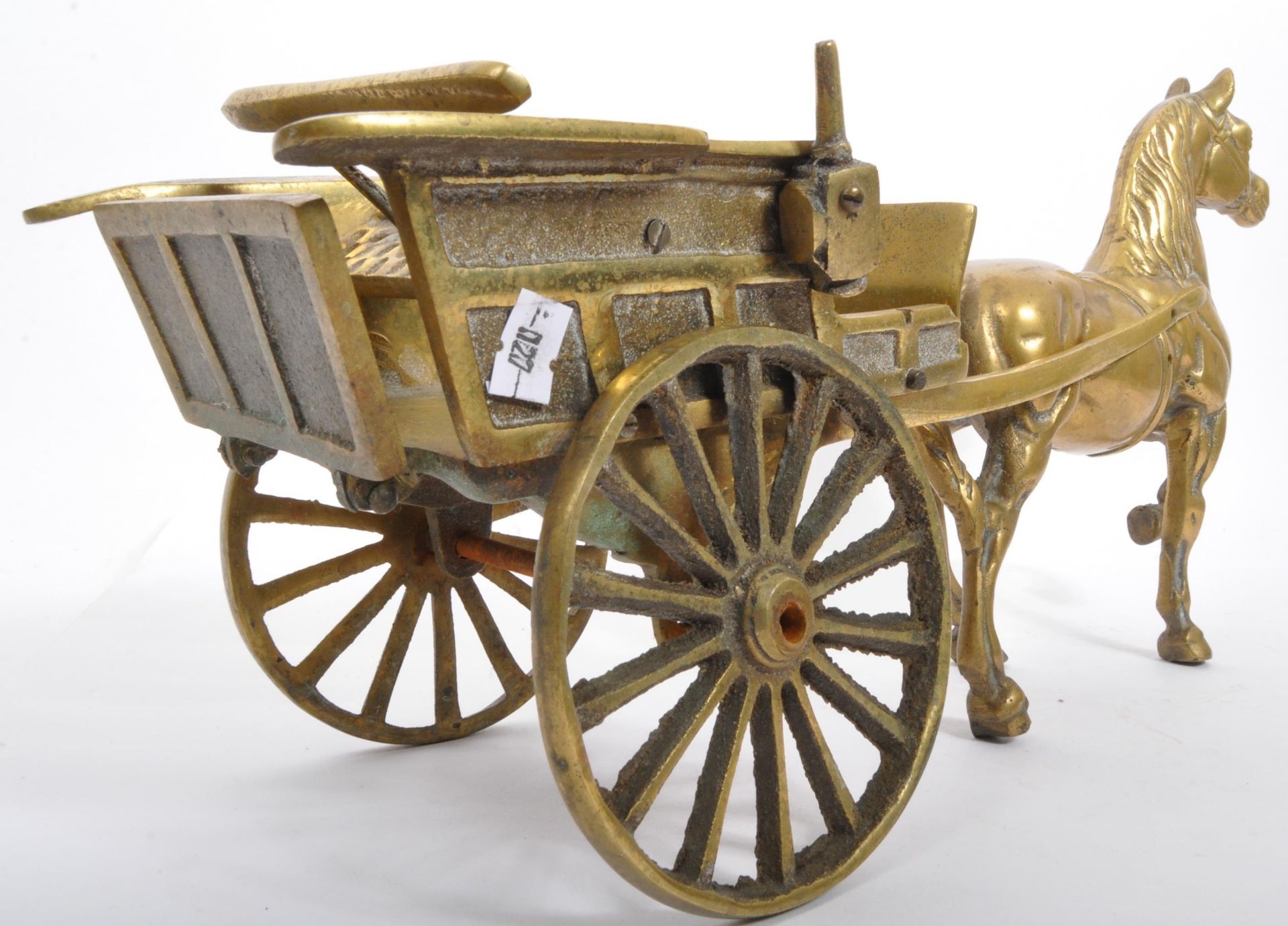 TWO VINTAGE 20TH CENTURY BRASS HORSE & CART FIGURES - Image 4 of 6