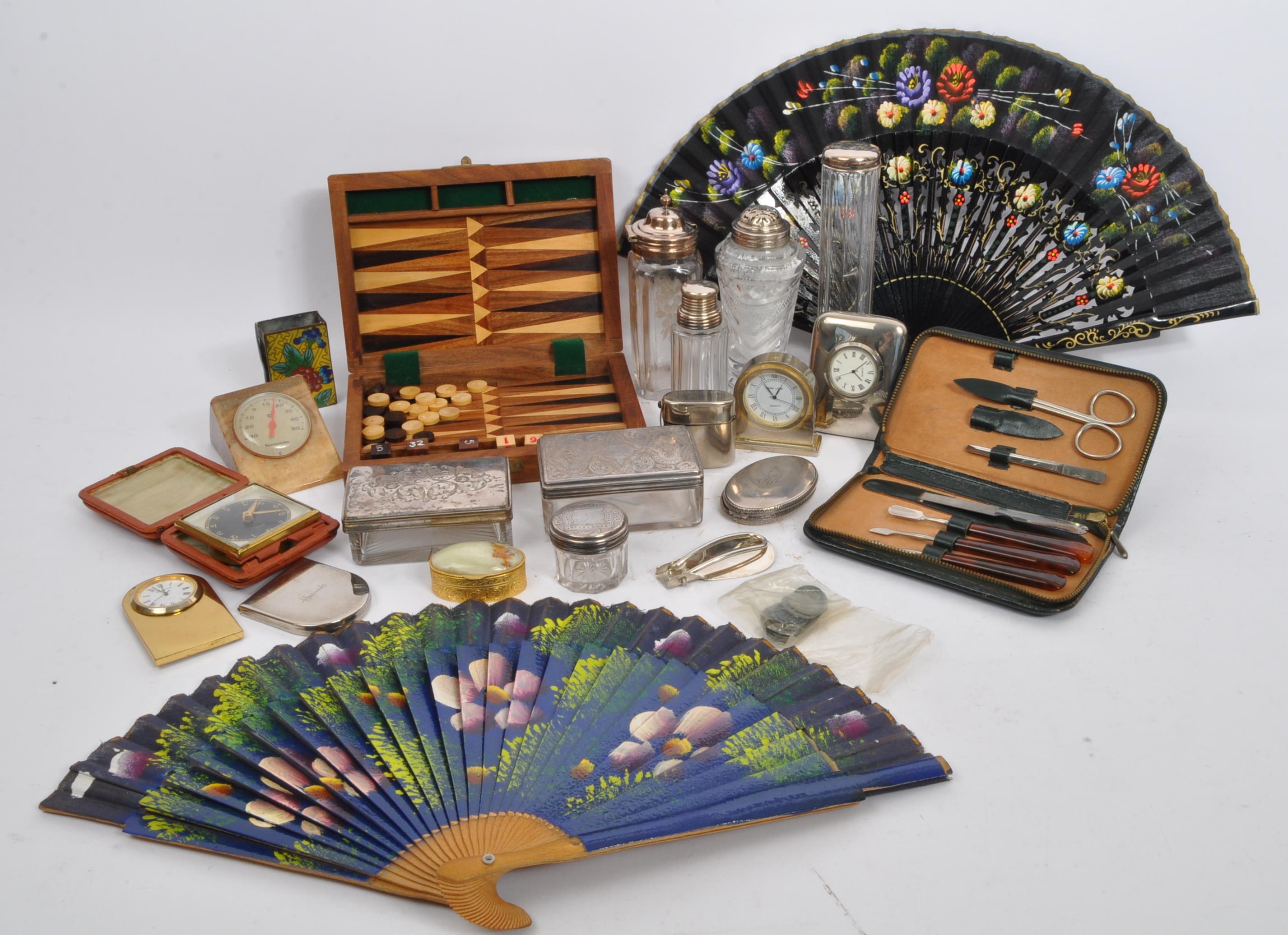 ASSORTED COLLECTION CURIOS - CLOCK - CLOISONNE - PILL POT