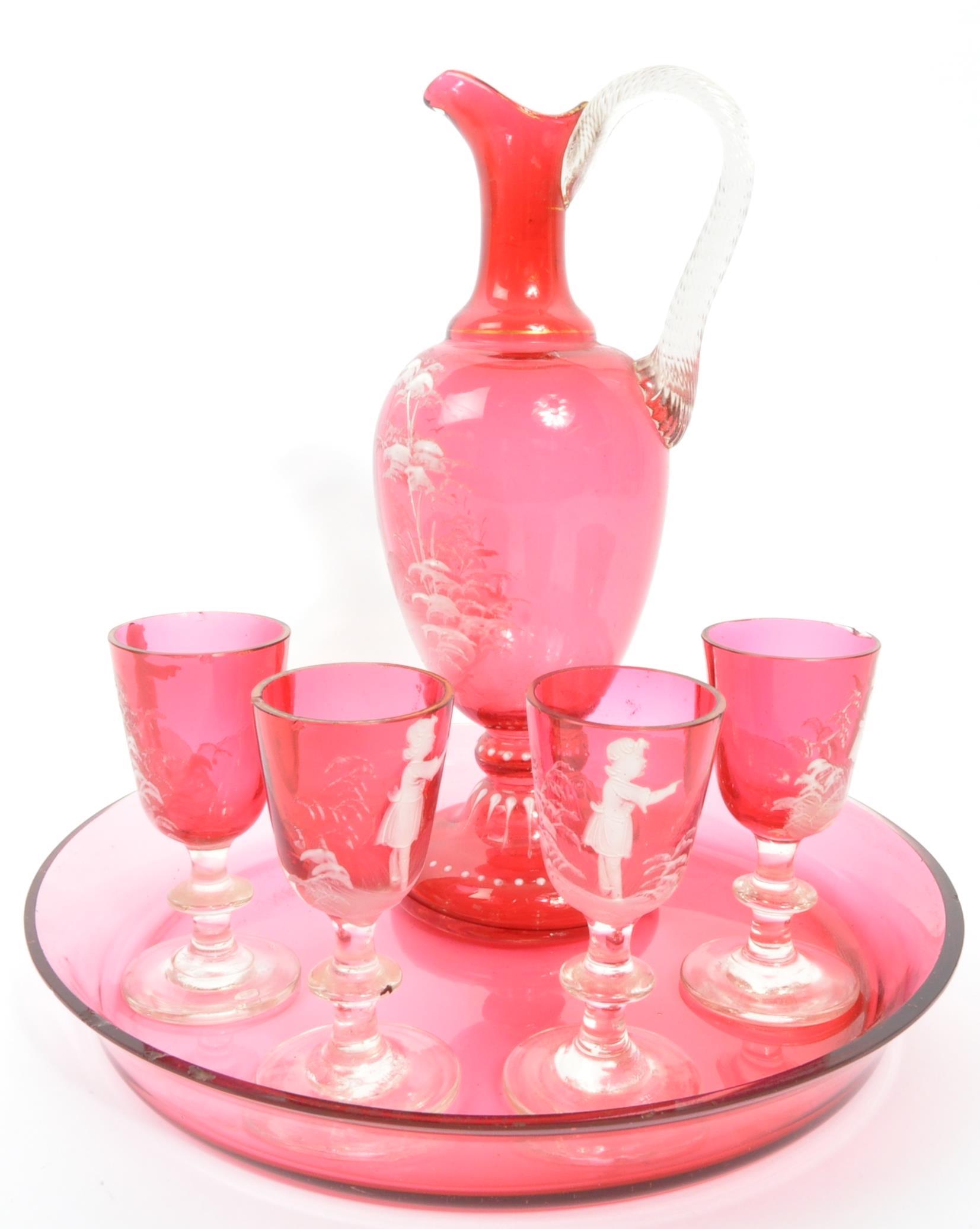 19TH CENTURY MARY GREGORY STYLE CRANBERRY GLASS