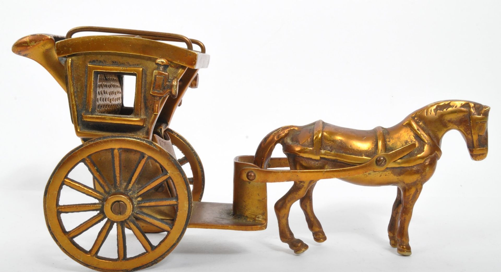 TWO VINTAGE 20TH CENTURY BRASS HORSE & CART FIGURES - Image 5 of 6