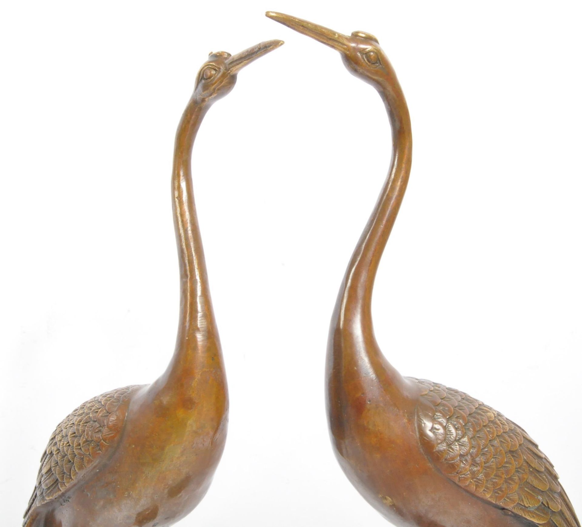 PAIR OF CONTEMPORARY JAPANESE BRONZE CRANES - Image 4 of 5