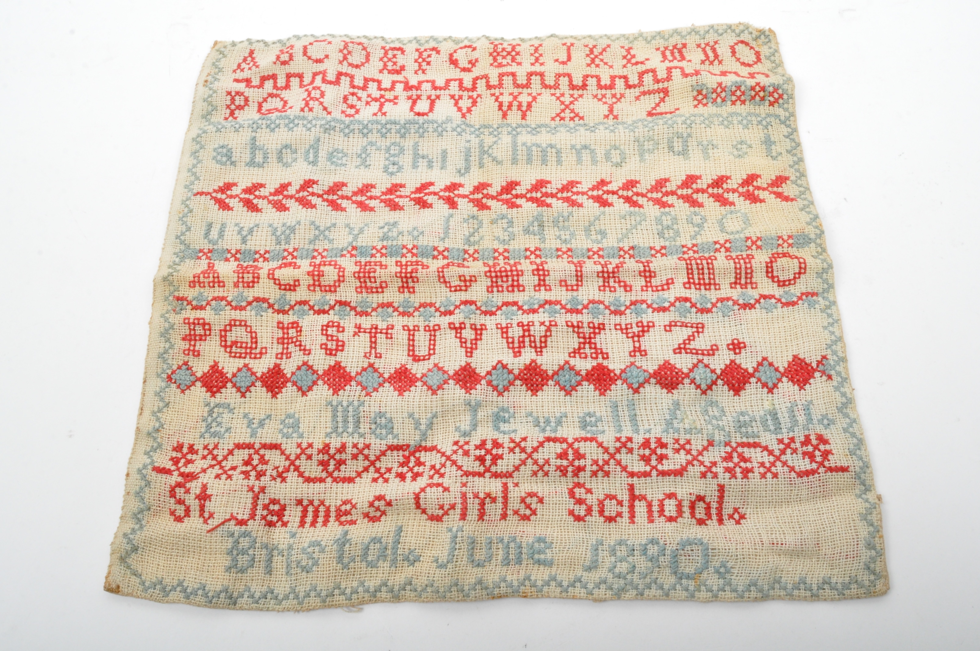 VICTORIAN LATE 19TH CENTURY NEEDLE POINT SAMPLER