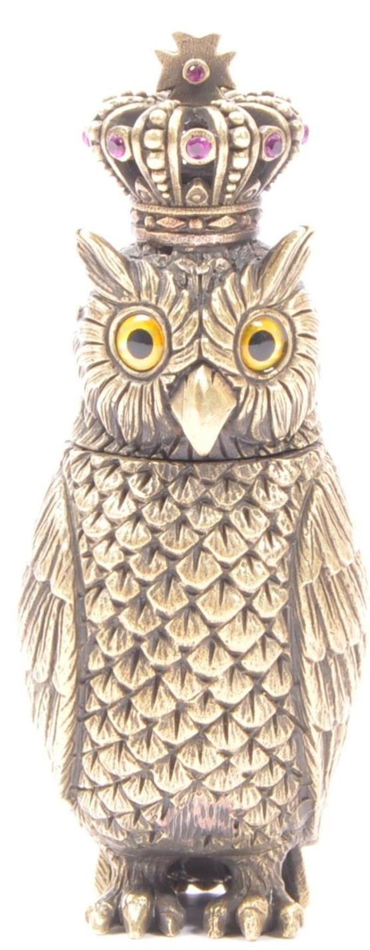 CONTEMPORARY BRASS OWL VESTA CASE