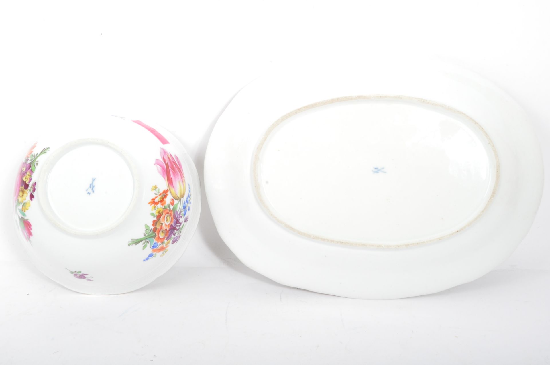 TWO 19TH CENTURY GERMAN MEISSEN PORCELAIN PLATE & BOWL - Image 4 of 6
