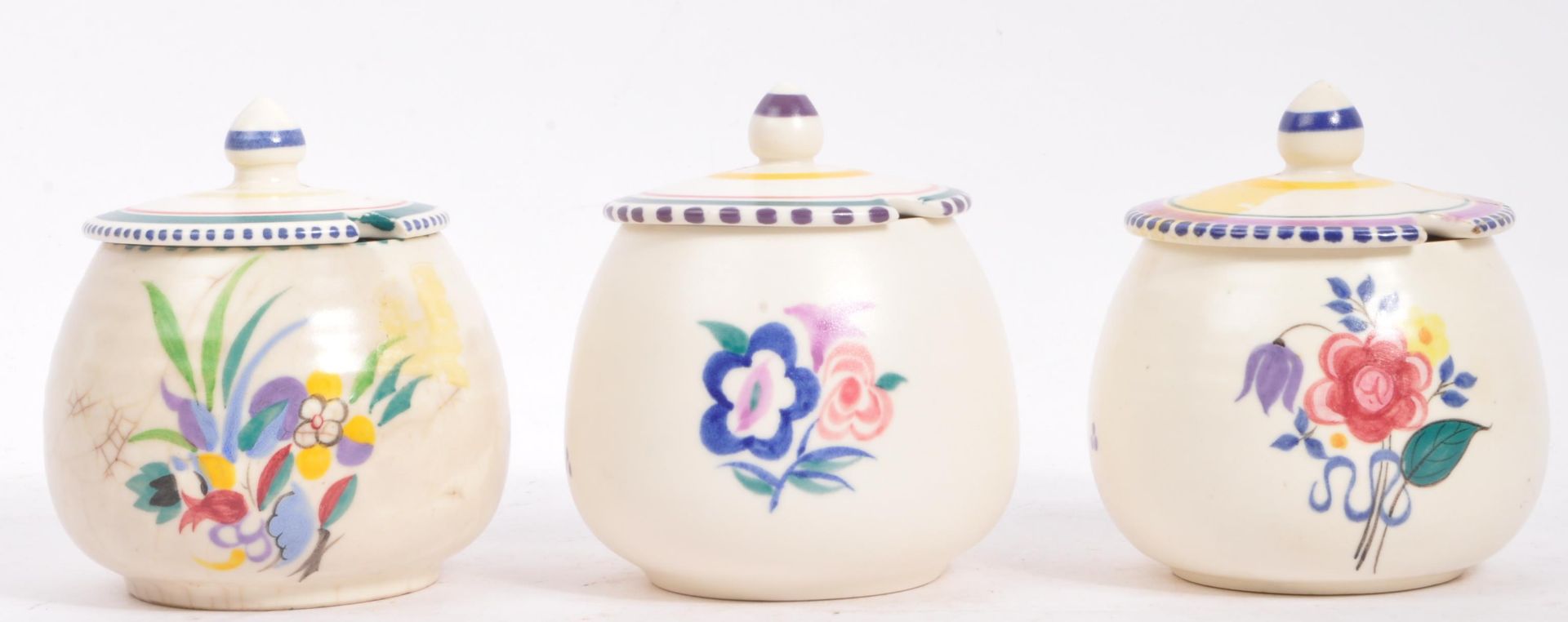 POOLE POTTERY - TRUDA CARTER DESIGNS - THREE VINTAGE LIDDED POTS