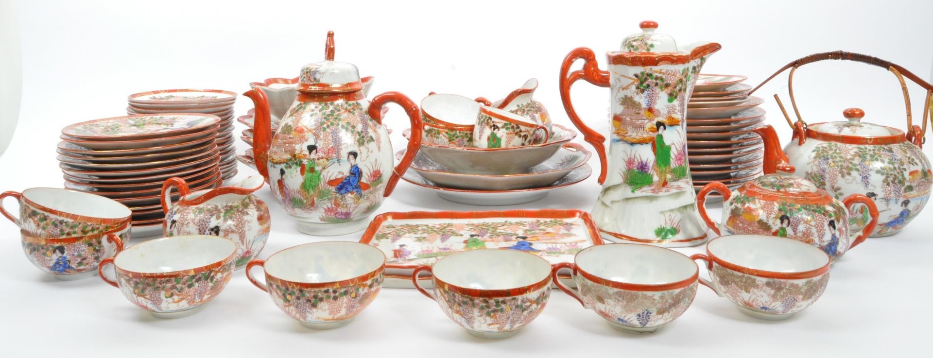 LARGE JAPANESE CHINA TEA / DINNER SERVICE - Image 2 of 6