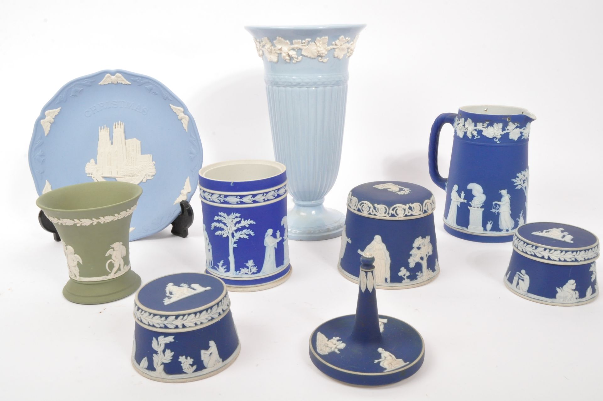 COLLECTION OF VINTAGE ADAMS WEDGWOOD JASPERWARE