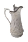 19TH CENTURY PARIAN WARE & PEWTER JUG