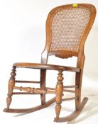 VICTORIAN 19TH CENTURY MAHOGANY & BERGERE CANE ROCKING CHAIR