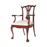 EARLY 20TH CENTURY MAHOGANY CHIPPENDALE STYLE DESK CHAIR