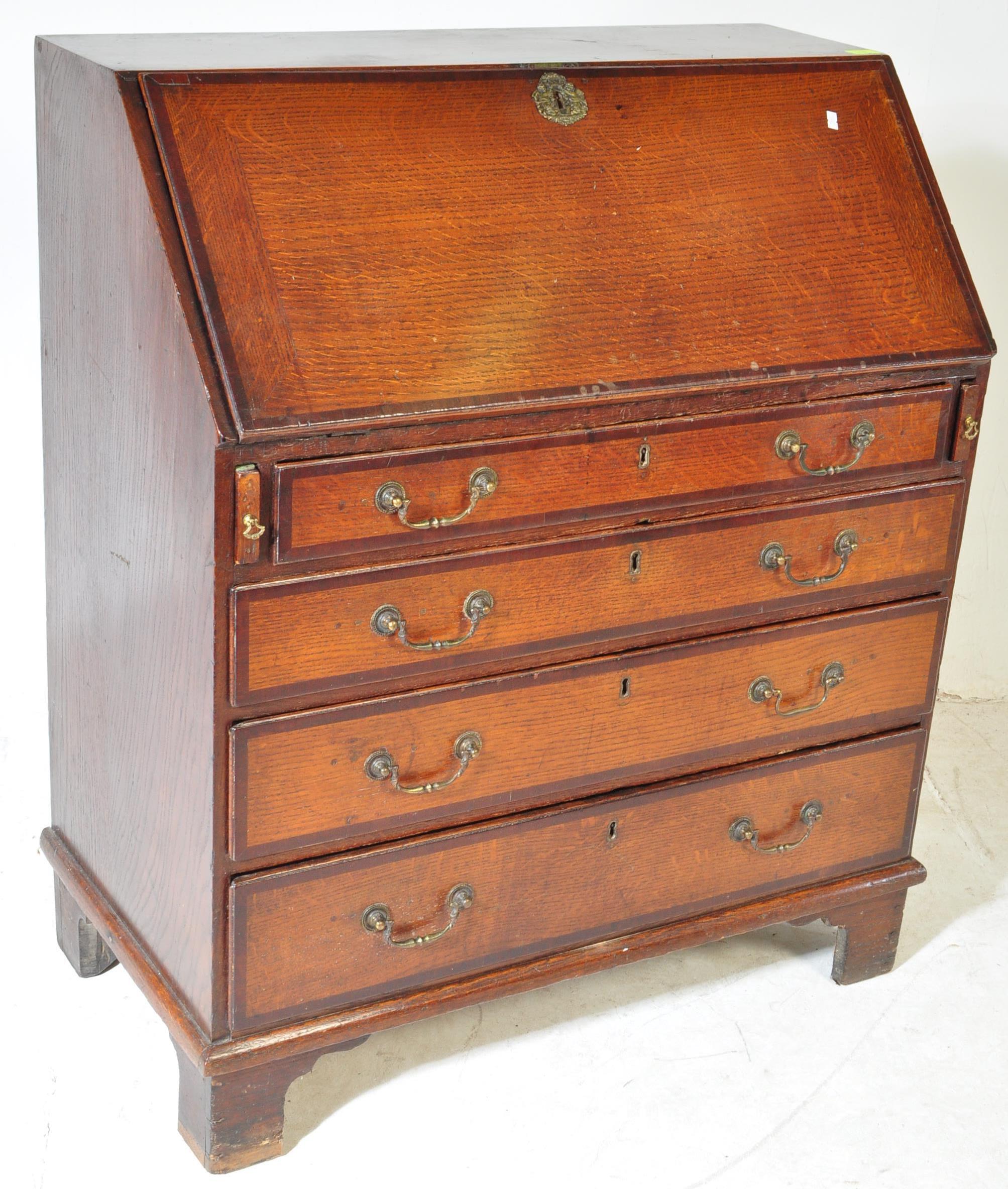 18TH CENTURY GEORGE III OAK WRITING BUREAU DESK - Image 2 of 6