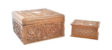 VINTAGE 20TH CENTURY CARVED WOOD TRINKET STORAGE BOXES VINTAGE 20TH CENTURY