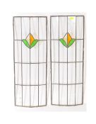 PAIR OF ART DECO CIRCA 1930S STAINED GLASS WINDOW PANELS