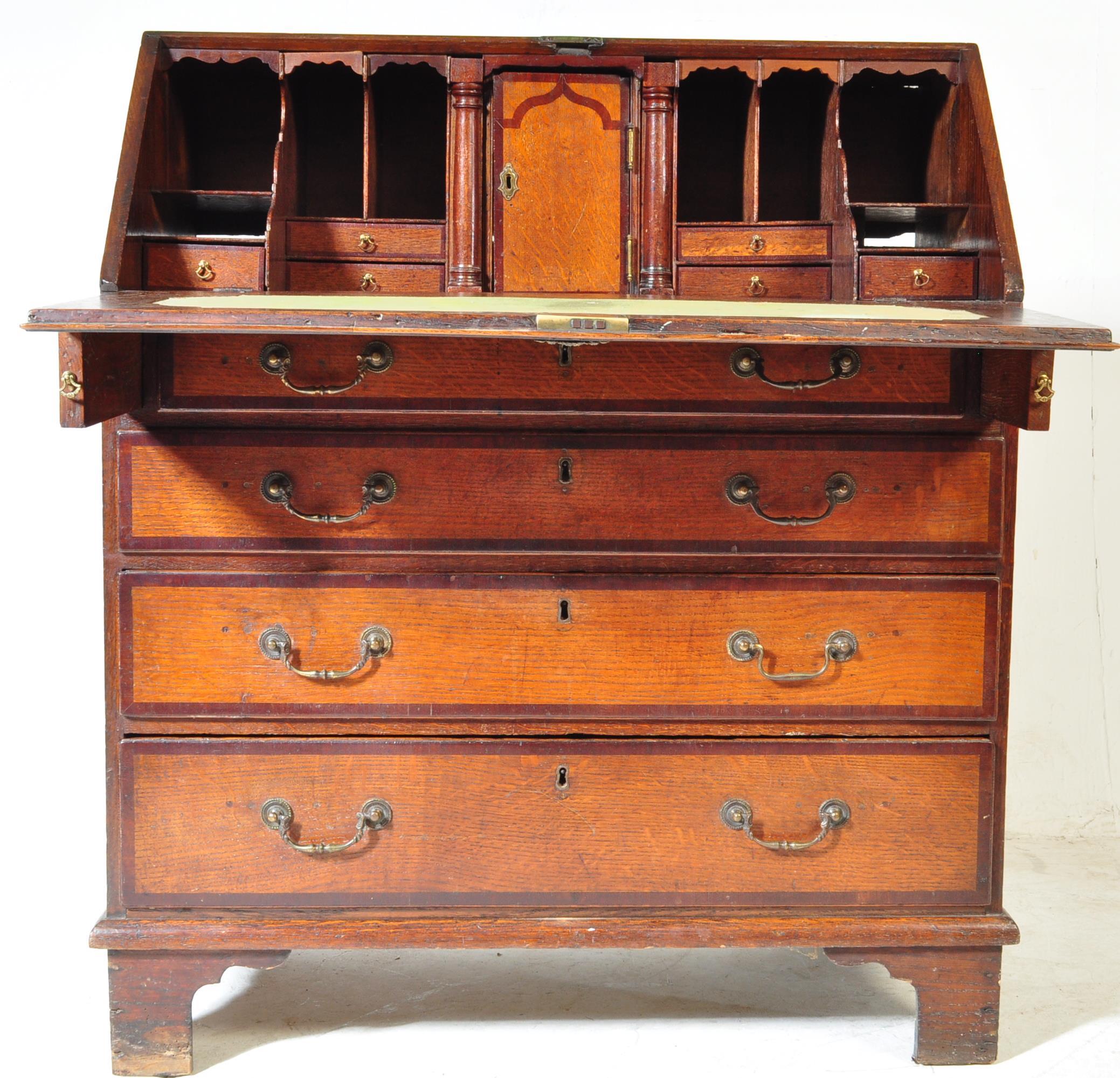 18TH CENTURY GEORGE III OAK WRITING BUREAU DESK - Image 3 of 6