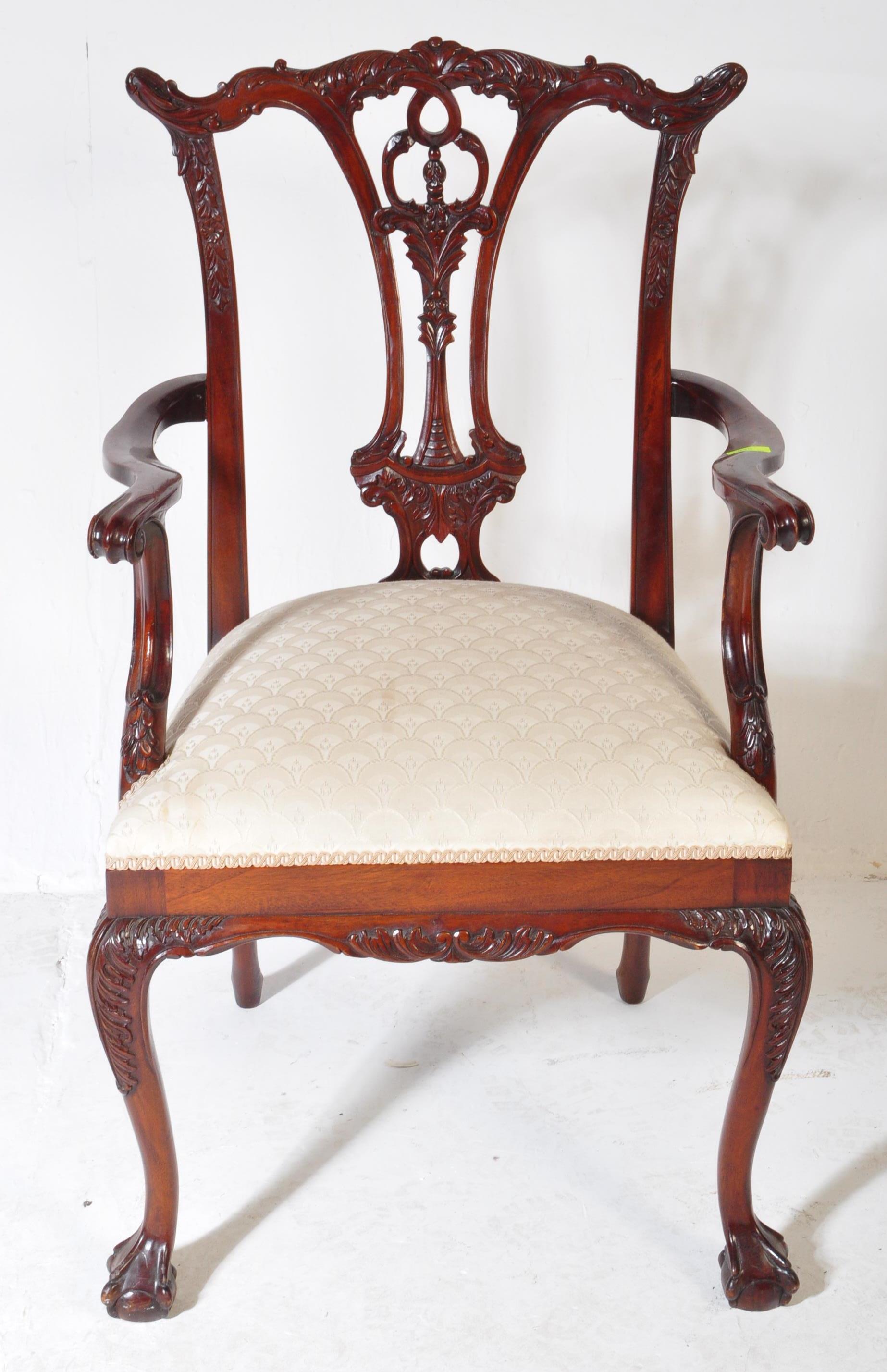 EARLY 20TH CENTURY MAHOGANY CHIPPENDALE STYLE DESK CHAIR - Image 3 of 5